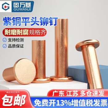 Guwanji copper flat head solid rivet gb109 flat cap copper nail hand hammered willow rivet copper nail national standard accessories m1.5x3 (400 pieces)