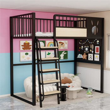 Jusi duplex second floor bed small apartment loft bed under bed high and low bed loft second floor bed small apartment combination bed 18k gold (step height supports customization) including installation 1500mm*2000mm