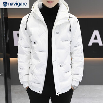 Navigare italian small sailing light down jacket for young men short 2025 winter new thick white duck down hooded white m