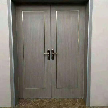 Customized bedroom door solid wood composite paint-free door double door double door double door factory rental house silent fire door metal strip extra charge
