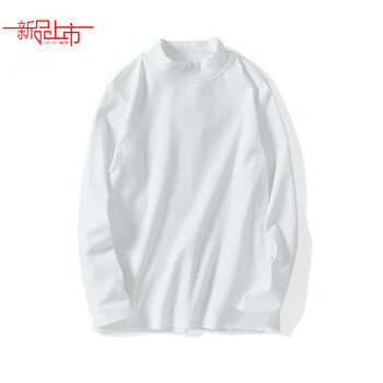 Yalu double-sided german velvet half turtleneck bottoming shirt for men, long-sleeved t-shirt, autumn and winter mid-collar plus velvet thickened warm inner top, white (mid-collar-double-sided german velvet) l recommended 115-130 pounds