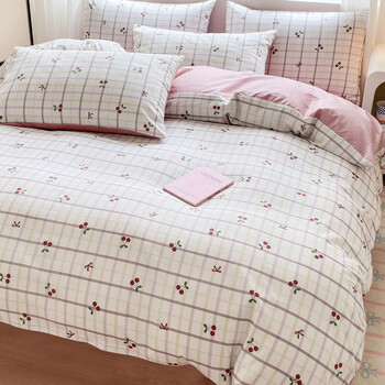 Fantasy valley butterfly quilt cover single piece spring and summer thickened single 100% quilt cover children's quilt student dormitory cherry grid single quilt cover 110x150cm baby only suitable for 110