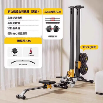 Nuodema rowing machine home fitness equipment gantry foldable multi-functional all-in-one squat rack high pull-down black 30kg dual-function dumbbell / fly rope + ankle buckle + high position