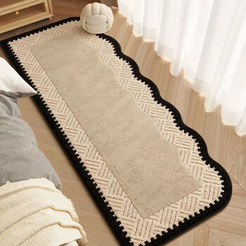 Fantasy french retro imitation cashmere carpet bedroom bedside blanket thickened floor mat bedside mat high-end living room coffee table blanket yjm fanyue curved edge imitation cashmere special-shaped size too small 140cmx200cm stain-resistant and easy to wash