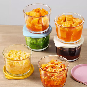 Sungsa japanese glass fresh-keeping sealed jar with lid food-grade pickle storage box pickle storage small jar glass sealed box purple lid 1 pack