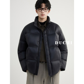 Duchi high-fill velvet pressure-free stand-collar down jacket men's 25 winter new loose thick white duck down warm jacket black m