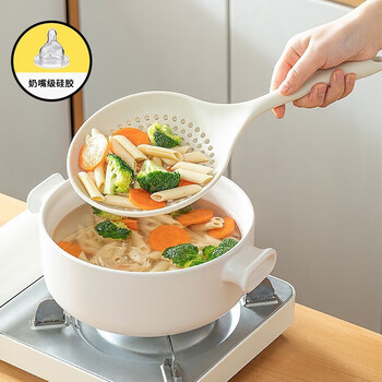 Sungsa silicone colander large new high temperature resistant household kitchen filter sieve noodles dumpling drain thickened food grade large silicone colander beige
