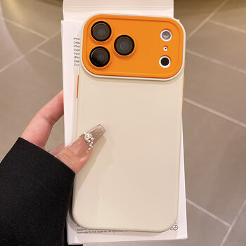 Yuning is suitable for apple 17promax mobile phone case, new iphone17 liquid contrasting color 16pro men and women 15pm simple 12 skin texture matte 14 all-inclusive ins high-end soft shell antique white-liquid contrasting color iphone 17 pro max