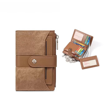 Woodpecker (tucano) 2026 new fashion contrasting color short wallet women's folding multi-card slot card holder multi-function coin purse brown