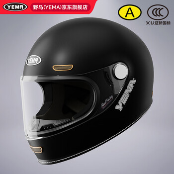 Yema (yema) 3c certified motorcycle helmet for men and women retro cruise motorcycle full helmet winter safety helmet star black l size