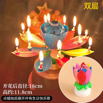 Yusen yi lotus candle happy birthday music cake 2026 new internet celebrity creative party rotating lotus decoration candle color (double layer) lotus music candle 2 pcs