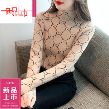 Woodpecker (tucano) women's autumn and winter bottoming shirt with foreign style 25 new style half turtleneck german velvet outer wear plus velvet thickened middle collar plus velvet to keep warm apricot warm german velvet m recommended within 100 pounds