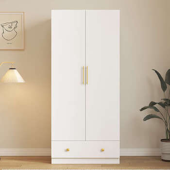 Yusenyi simple two-door wardrobe home modern storage cabinet solid wood storage cabinet bedroom small apartment wardrobe customization top cabinet 40 high 50 deep 70 wide 2 doors