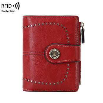 2025 new women's wallet short style exquisite hollow coin purse card holder fashion wallet folding anti-theft brush burgundy
