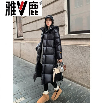 Yalu black gold high-end down jacket women's long 2026 new thickened knee-high 90 white goose down slimming extreme cold couple jacket s _recommended 85-110 catties