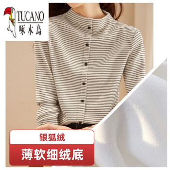 Woodpecker (tucano) design versatile warm bottoming shirt for women 2026 spring new fashion spring and autumn t-shirt bottoming shirt top half turtleneck plus velvet 3xl