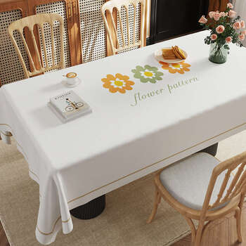 Yusenyi tablecloth is waterproof, oil-proof, anti-scalding, light luxury grade rectangular coffee table tablecloth, internet celebrity atmosphere protective cushion cloth, pz floral art 90x90, suitable for 50x50 square table