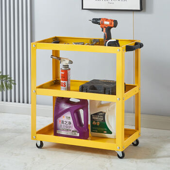Yusenyi small trolley tool cart three-layer parts cart auto repair drawer multi-functional repair workshop portable shopping cart thickened yellow tool cart