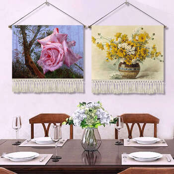Pupan classical flower tapestry european retro bedside hanging cloth living room sofa background wall carpet restaurant hotel decorative painting classical flower + 1 width 120cm + height 95cm free installation package