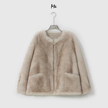 Me home yang slavic upright needle thick velvet warm and slim fashion versatile casual fur coat milk tea frost color one size fits all 36 (80-100)
