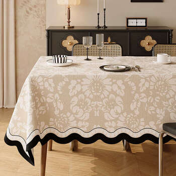 Yusenyi french tablecloth waterproof, anti-scalding, no-wash table mat, petal-shaped coffee table cover, light luxury class rectangular tablecloth, breathtaking hemp-feeling tablecloth, special-shaped petals, 90x90cm, suitable for bedside table/small square table