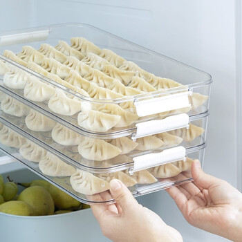 Sungsa dumpling storage box multi-layer chaos storage box refrigerator egg preservation freezing box dumpling box quick-frozen food box three-layer dumpling box (pet high transparent white)