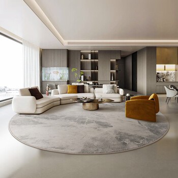Zhong zhanggui round carpet living room modern minimalist style light luxury high-end italian style wabi-sabi nordic minimalist large flat sofa carpet quyu + circle diameter 2.3 meters