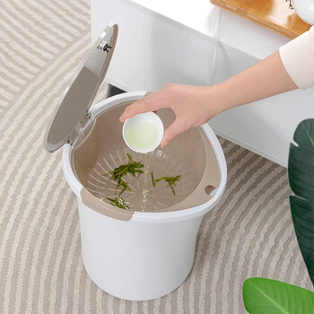 Camellia exquisite tea dregs bucket 8.8l spring lid tea bucket drain separation classification tea bucket trash bag drainage bucket gray tea dregs bucket