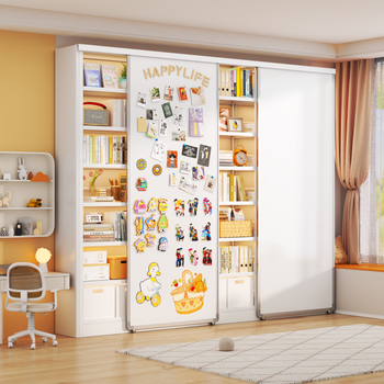 Zhaojian household steel bookshelf vertical floor-standing library storage rack living room white door children's bookcase picture book storage rack three layers - length 60*height 120cm thickened carbon steel