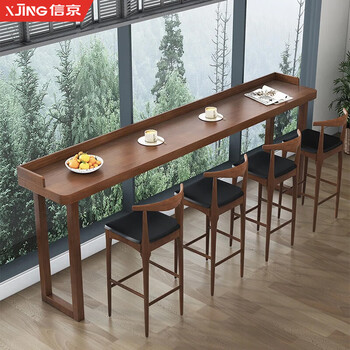 Xinjing solid wood bar table home balcony window high table library desk long table 120*40*105cm pine wood
