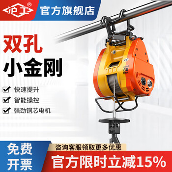 Shanghai industrial double hole small king kong electric hoist household suspension crane wire rope portable lift 220v hoist double hole 300kg 30m + wireless remote control