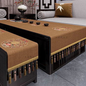 Tea machine table living room coffee table table latest cloth new chinese style living room coffee table tea table tv cabinet furniture tea cloth table wealthy mantang - coffee color embroidered doris 40*180cm suitable for 140-160cm