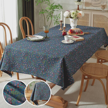 Yusenyi simple retro ins tablecloth linen tablecloth fabric long tablecloth bohemian tablecloth forget-me-not 140*260cm