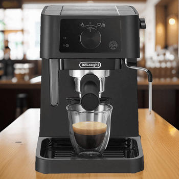 Delonghi ec235.bk semi-automatic coffee machine with italian pump for home use and freshly ground milk, black, standard configuration