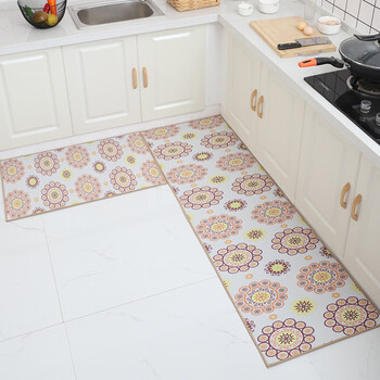 Fantasy kitchen floor mats, non-slip and oil-proof, household wash-free, stain-resistant mats, carpets, waterproof door mats, long door mats, sunflower customized