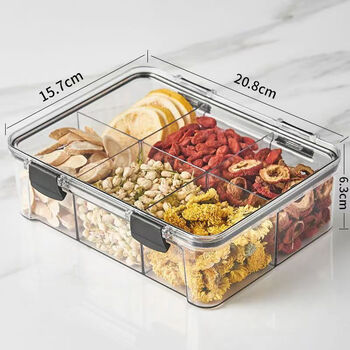 Fantasy flower tea storage box storage tank chinese medicine and grains sealed box 1500ml 6 compartments