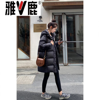 Yalu black down jacket for women winter 2026 new style medium and long style small high-end 90 white duck down popular jacket this year s (about 80-120 pounds)