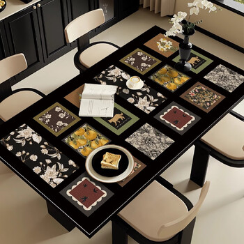 He jiagong's antique style dining table mat, retro leather countertop protection mat, no-wash coffee table table mat, customizable
