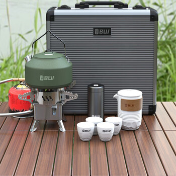 Mdug germany imported high-quality outdoor pure titanium tea set kung fu tea set stove cooking tea kettle outdoor travel suitcase 10-piece set (stove + tea set) 0ml