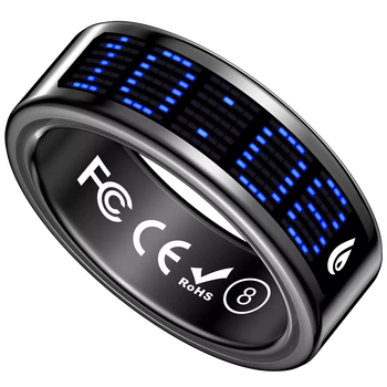 He jiagong november 2025 screen display smart ring remote control brush heart rate exercise blood oxygen pressure sleep monitoring black no. 8