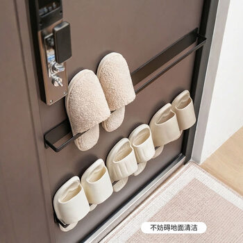 Fantasy magnetic shoe rack door behind magnet slipper rack black extra long model holds 3 pairs x2