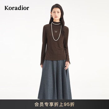 Koradior lyocell koradior shopping mall same style 2025 new autumn elegant elegant sweater for women gray red m