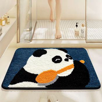 Yusenyi dajiang floor mat bathroom absorbent foot mat door mat entry carpet quick-drying home toilet door bathroom non-slip mat panda bath (thickened encrypted cloud foot feeling) 40x60cm (safety non-slip small household dry and wet separation area recommended)