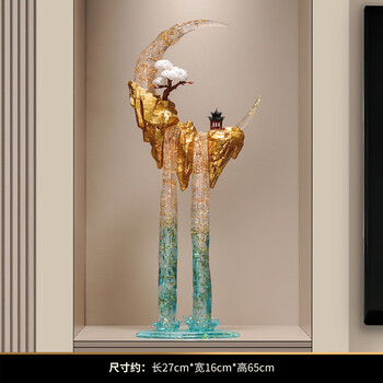 Sanqihu flowing water rockery ornaments entrance door entrance office wealth-generating landscape large floor opening housewarming gifts moon spring flowing water gold. about 65cm high