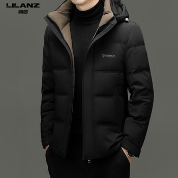 Lilanz men's autumn and winter down jacket men's hooded removable short thickened warm high-end casual jacket for men black m 170 recommended 100-120 catties