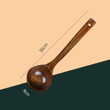 Small wooden spoon, extra long wooden spoon, porridge spoon, extra long spoon for canteen, 30 cm spoon