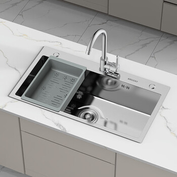 Kegoo kitchen sink vegetable basin large single tank with faucet dishwashing basin under the table 75*45cmk8039