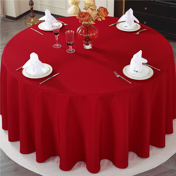 Tinglian hotel restaurant restaurant round tablecloth waterproof, oil-proof, washable and anti-scalding household round tablecloth wedding thickened fabric burgundy 180cm round (half hanging 35cm diameter 110cm round table)