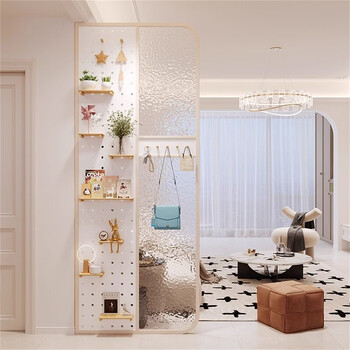 Fantasy cream style entrance door hole board screen entrance partition entrance door blocking office shelf 2025 new custom style four