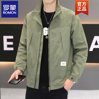 Romon jacket men's spring and autumn casual korean fashion men's 2026 new handsome versatile jacket thin tops green m